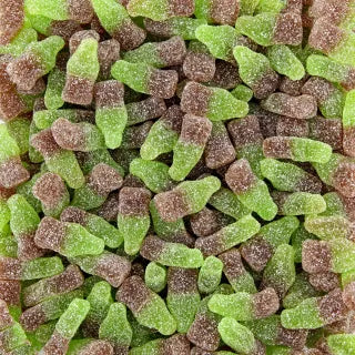 Minis Bouteilles de cola verte et marron sucrées