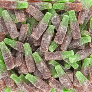 Bouteilles cola marron vert sucrées